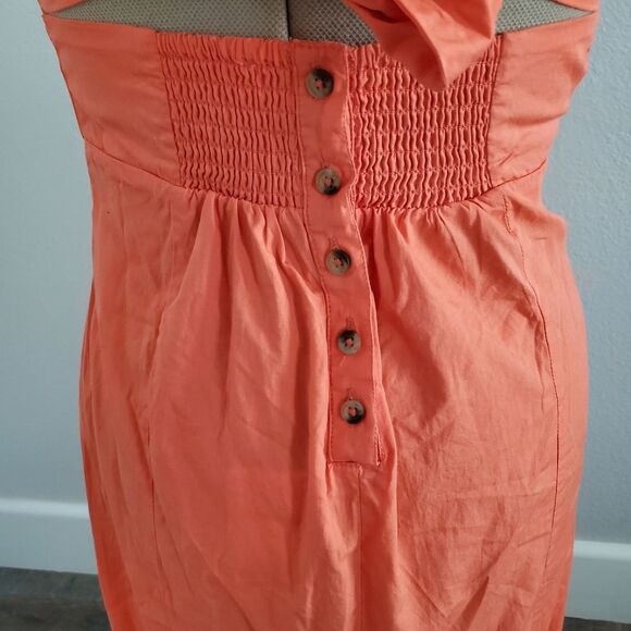 Free People Midi Dress Women Small Orange Sweetheart 100% Cotton Sleeveless NEW - Picture 6 of 10